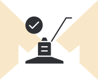 Machine with a check symbol