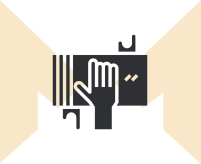 Hand holding a card icon